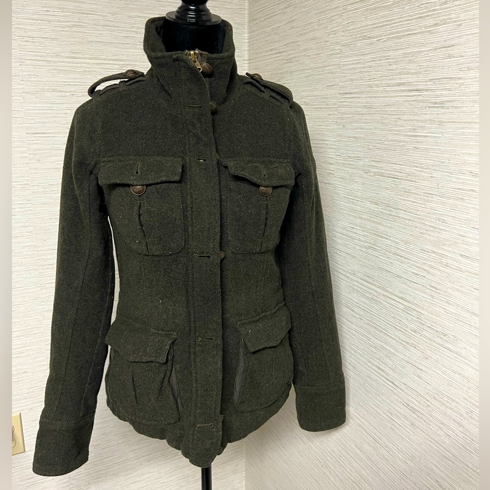 Abercrombie and Fitch Olive Wool Military coat - XS